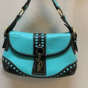 Texas Leather Turquoise Black purse Western Style